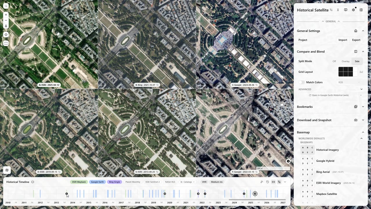 Historical imagery of the Champ de Mars